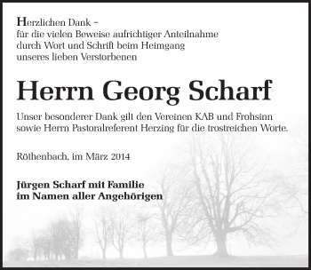 Traueranzeige von Georg Scharf von Pegnitz-Zeitung